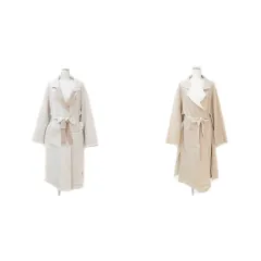 ダブルクローゼット w closet コート コーディガン リバーシブル ロング丈 オープンカラー 前開き リボン付き F 白 ベージュ ホワイト /FF2 ■MO