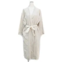 アーバンリサーチ ドアーズ URBAN RESEARCH DOORS コーディガン ノーカラーコート ロング丈 前開き リネン リボン付き F ライトベージュ /FF1