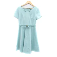 クイーンズコート QUEENS COURT ワンピース スリットネック 半袖 ミニ丈 1 S ミントグリーン /HO50