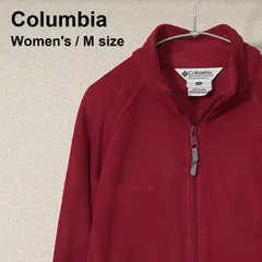 Columbia（コロンビア） フルジップフリースジャケット レッド Mサイズ レディース ラグランスリーブ 古着