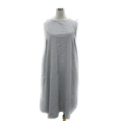 コムサイズム COMME CA ISM オニギリ ONIGIRI ワンピース ミモレ丈 ノースリーブ ラウンドネック 無地 麻 リネン ペチコート付き 11 ライトグレー /YS26
