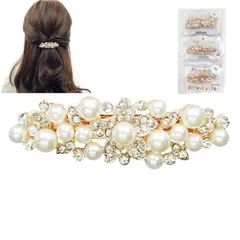 plum 【特別な日にぴったりのパールバレッタ】 バレッタ パール 結婚式 髪飾り お呼ばれ ヘアアクセサリー 【coco plazaパッケージ】 (plum)