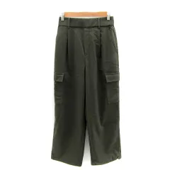 グローバルワーク GLOBAL WORK カーゴパンツ ワイドパンツ ロング丈 無地 M カーキ /SY9