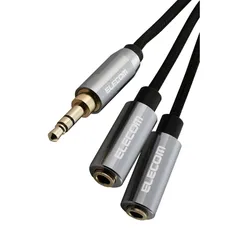 【新品】 エレコム オーディオケーブル 分配 イヤホン 3極 3.5mm ステレオミニプラグ 分岐コード 0.2m AUX ナイロンメッシュ [信号の歪みや伝送ロスが少ない] ホームステレオ/カーステレオ/スピーカー ブラック ECDH-35W02BK 1