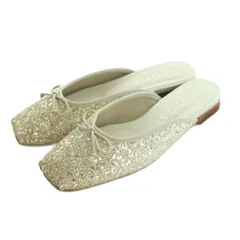 ルタロン Le Talon 24SS スクエアバレエミュール グリッター S 22.0cm ゴールドカラー /MI