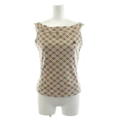 バーバリーブルーレーベル BURBERRY BLUE LABEL ノバチェック カットソー ノースリーブ ロゴ 刺繍 コットン M ベージュ /AN70