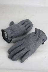 ラルフローレン Ralph Lauren アンゴラ混 ワンポイント グローブ 手袋【S/M】（男性のL相当くらい）【中古】【メンズ】【古着】【ヴィンテージ】 【ビンテージ】 おしゃれ アメカジ 90’s 90s 男性 グレー ウール レザー RRL