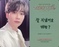 【中古】コレクションカード(男性) SEVENTEEN/JEONGHAN(ジョンハン)/裏面緑・印刷メッセージ入り/「2022 SVT 6TH FAN MEETING SEVENTEEN in CARAT LAND MEMORY BOOK+DVD」封入特典フォ