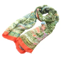 【中古】ファリエロサルティ Faliero Sarti 総柄ストール マフラー カシミヤ混 マルチカラー オレンジ オリーブ /SS ファリエロサルティ Faliero Sarti 総柄ストール マフラー カシミヤ混