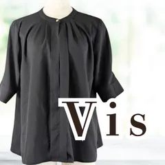 UESD Vis フロントタックブラウス ブラック 5文袖 Ｍサイズ レディース ビス ヴィス