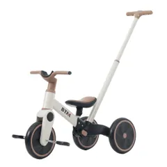 子供用三輪車 4in1 かじとり 足けりバイク ベビーカー 手押し棒 BTM 4y 3輪 二輪車 出かけ お散歩 ペダル付き コントロールバー付き 三輪 幅 奥行 高さ kg 金属 組立簡単 1年保証付きのサムネイル