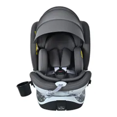 「数量限定セール」 チャイルドシート ISOFIX対応 360度回転 サポートレッグ付き 新安全基準R129適合 0-12歳 40-150cm キャノピー 洗える 取付簡単 ジュニアシート キッズ ベビー 出産祝い【グレー】