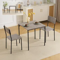 「数量限定セール」 ダイニングセット 二人用 3点セット チェア 2脚 ダイニングテーブル シンプルなデザイン コンパクト 組立て簡単 壁掛け おしゃれ　食卓 テーブル 幅70cm　木目調   