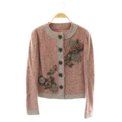 モスキーノチープアンドシック MOSCHINO CHEAP AND CHIC フラワーモチーフ ノーカラージャケット ウール ピンク /NR ■OS