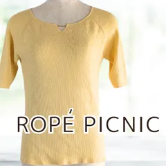 USED ROPE' PICNIC リブ編み半袖ニット イエロー サイズ38 レディース ロペピクニック