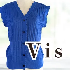 USED Vis 透かし編みニットベストカーディガン ブルー フリーサイズ レディース ビス ヴィスのサムネイル