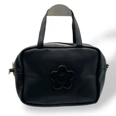 極美品　MARY QUANT マリークワント　2way ショルダーバッグ　ハンドバッグ　レザー　花柄　フラワー　黒　ブラック