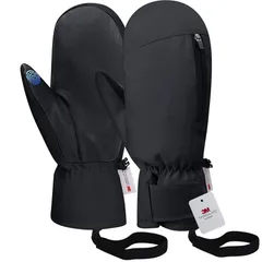 【新品】 防寒手袋 スキーグローブ 【極暖4層構造×内側5本指ミトン】 防寒グローブ 内側5本指 裏起毛 3Mシンサレート タッチパネル対応 撥水加工 ポケット付き 防水 防風 滑り止め 厚手 通気性 バイク 手袋 レディース メンズ 冬用 スポーツ 男女 0