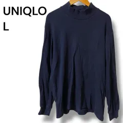 a1412 ユニクロ モックネック Tシャツ/カットソー (Lサイズ/ネイビー)