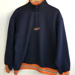 CONVERSE ハーフジップトレーナー メンズ L ネイビー×オレンジ 3012202512100073