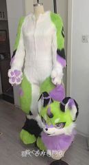 ファースーツ 着ぐるみセット 青 黄色 キツネ ケモノ ファースーツ 全