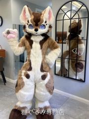 マスク 着ぐるみ ケモノ体 フルスーツ セット キツネ ピンク 全身 尻尾