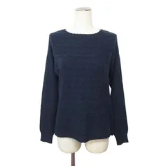 クロコダイル CROCODILE ニット セーター 模様編み 長袖 M 紺 ネイビー