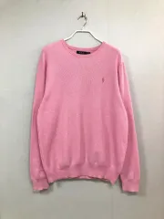 (QR正規品) POLO RALPH LAUREN ポロラルフローレン メンズ ピマコットン ラウンドネック ニット セーター _ ピンク