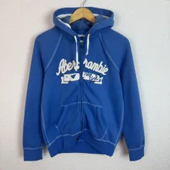 Abercrombie & Fitch アバクロ スウェット パーカー ロゴ刺繍 ブルー Lサイズ レディース 古着 アメカジ ストリート