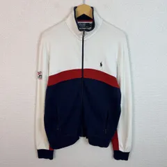 POLO RALPH LAUREN ポロラルフローレン トラックジャケット ロゴ刺繍 ホワイト Mサイズ メンズ 古着 スポーツMIX アメカジ
