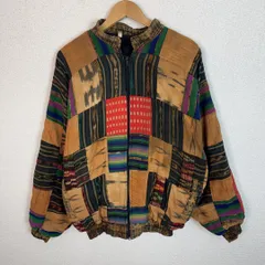 90s ヴィンテージ ジャケット ブルゾン 総柄 パッチワーク マルチカラー メンズ 古着 レトロ アメカジ