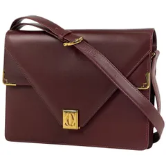 カルティエ CARTIER マストライン ショルダーバッグ Wフラップ 肩掛け ショルダーバッグ レザー ボルドー レディース 【中古】