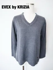EVEX by KRIZIA　エヴェックスバイクリツィア　ニット　Lサイズ　４０　チャコールグレー グリーン　長袖　シンプル　大人　綺麗め　送料込み　6460712