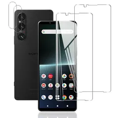 【2+2枚セット- 日本旭硝子素材】対応 Xperia 1V SO-51D / SOG10 / XQ-DQ44 ガラスフィルム (2枚) + レンズ保護フィルム (2枚) Xperia 1V フィルム さらさら エクスペリア1 V 強化ガラス 液晶保護フィルム