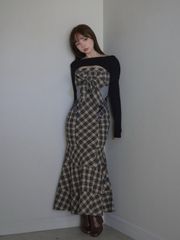 Nadia check long dress アンドマリー ワンピース - メルカリ