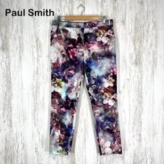 Paul Smith BLACK ポールスミスブラック フラワープリント 花柄 総柄 フルレングス ストレッチパンツ マルチカラー パープル 大きいサイズ