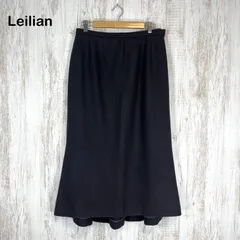 Leilian レリアン 無地 ウール ロング丈 フレアスカート ブラック 13+ 大きいサイズ