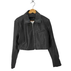 ザラ ZARA クロップド フェイクレザージャケット レディース import：L 