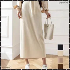  ロングスカート ミモレ丈 秋冬服 韓国風 レディースニットスカート 無地 オフィスカジュアル リブニット 伸縮性 着やせ ウエストゴム タイトスカート ベーシック 楽ちん大人きれいめ ストレッチスカート ボトムス 通勤通学