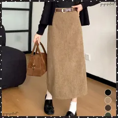 コーデュロイタイトスカート ベルト付き バックスリット ミモレ丈スカート レディース Aラインスカート 韓国風 普段着スカート ハイウエスト お洒落スカート秋冬 きれいめスカート黒 細見えスカート無地 美脚着やせボトムス