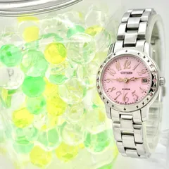 【稼働】CITIZEN シチズン wicca ウィッカ ソーラー レディース 腕時計 カラーストーン ピンク デイト E011-S049288