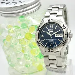 【稼働】SEIKO5 SPORTS セイコー5 スポーツ 機械式 自動巻き 100M メンズ 腕時計 ダイバー デイデイト シルバー 裏スケ 7S36-00A0 純正ベルト