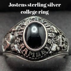 ヴィンテージ JOSTENS スターリングシルバー925 カレッジリング 黒石 ヴィンテージ JOSTENS スターリングシルバー925 カレッジリング 黒石