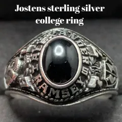 ヴィンテージ JOSTENS スターリングシルバー925 カレッジリング 黒石 16号 6.5g ジャスティン社 USA製 米国