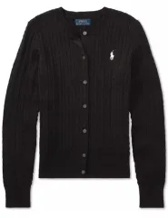ポロラルフローレン ケーブル編み ケーブル ニット ガールズ 黒 カーディガン