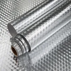 x長さ3m 幅40cm 防水防油防汚 汚れ防止シート はがせる 壁紙 のり付き シルバー メタリックシール 銀 ステンレス調 食器棚 シール 戸棚 耐熱 調理台 リメイクシート カッティングシート キッチン 装飾 シート DIY アルミ リフォームシート ステ