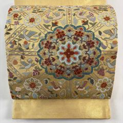 美品】 振袖 身丈166.5cm 裄丈65.5cm M 袷 扇 辻が花柄 金通し 絞り 赤