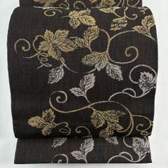 a*5様 ■E5504■美品■正絹綸子■白×黒　金彩　秋草花柄　袷　訪問着■丈1 美品】 訪問着 身丈164.5cm 裄丈63.5cm S 袷 扇 草花 金彩 ぼかし 黒灰