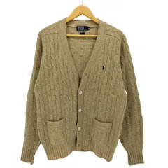 ポロバイラルフローレン Polo by RALPH LAUREN 90S ポニー刺繍 ケーブル編み ウール カーディガン メンズ import：M 