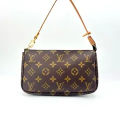 ルイヴィトン モノグラム ポシェット アクセソワール アクセサリーポーチ ハンドバッグ ブラウン PVC レザー レディース ユニセックス